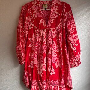 FARM Rio Flora Tapestry Red Long Sleeve Mini Dress  Flora Tapestry Red Long Slee